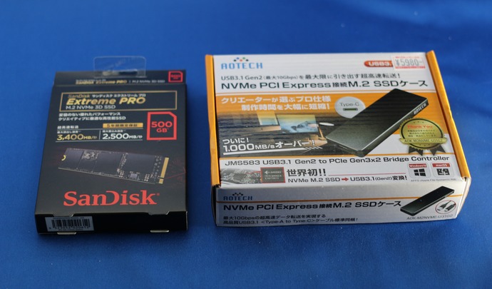 SanDiskSSDと外付SSDケース
